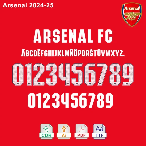 Arsenal 2024/25 Font Vector Download - Timix Soccer Patch