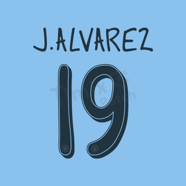 Mancity 2024-25 Font Nameset Printing J.ALVAREZ-#19