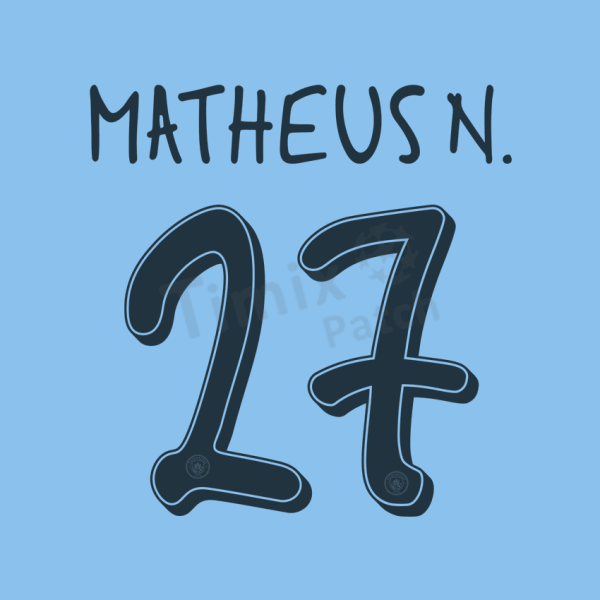 Mancity 2024-25 Font Nameset Printing MATHEUS #27