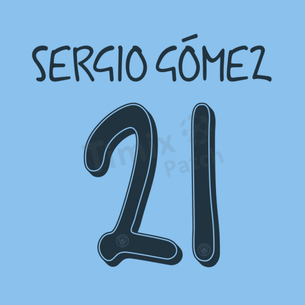 Mancity 2024-25 Font Nameset Printing SERGIO GOMEZ #21