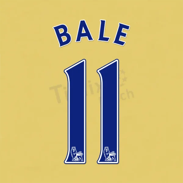 2007-14 Premier League BALE 11 Nameset Navy Blue Name Number Set