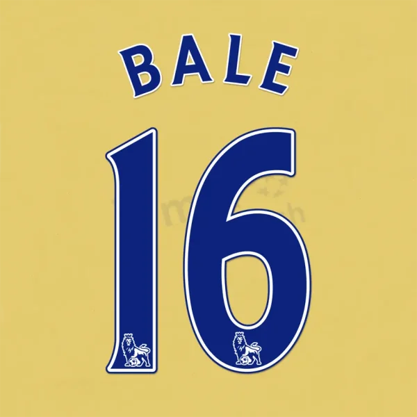 2007-14 Premier League BALE 16 Nameset Navy Blue Name Number Set